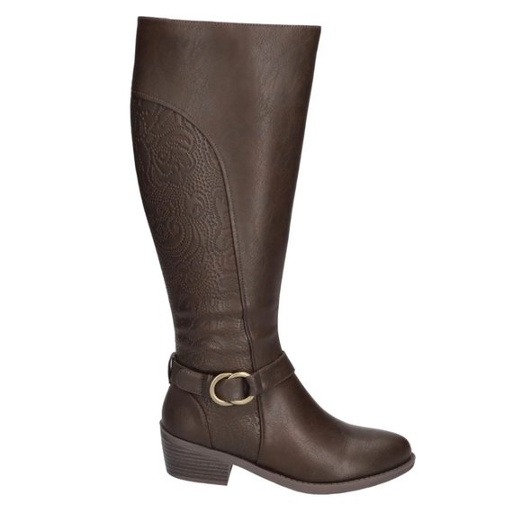 Easy Street Women’s Luella Tall Boot Brown Embossed 10M - Picture 3 of 9